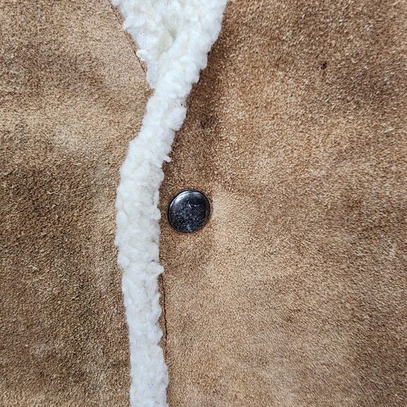 Vintage Genuine Suede Leather Sherling Western Vest Mens Rodeo Mens Medium - Picture 3 of 15